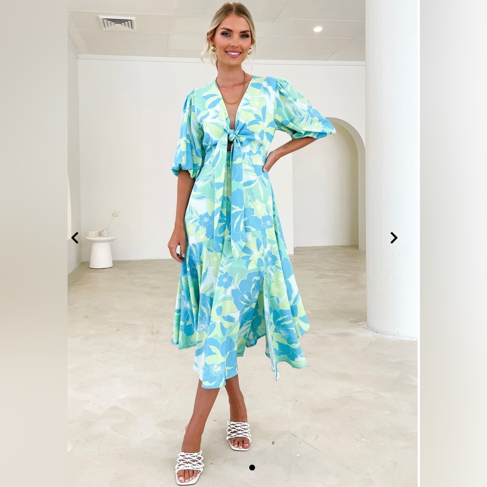 Santino Midi Dress - Lime Calypso Size US 6